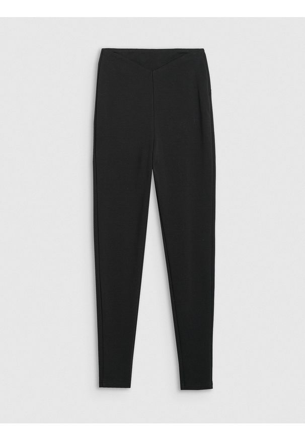 4f - 4F Legginsy dzianinowe damskie - czarne XL. Kolor: czarny. Materiał: dzianina
