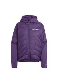 Adidas - Ocieplana hybrydowa kurtka z kapturem Terrex Multi CLIMAWARM. Typ kołnierza: kaptur. Kolor: fioletowy. Technologia: ClimaWarm (Adidas)