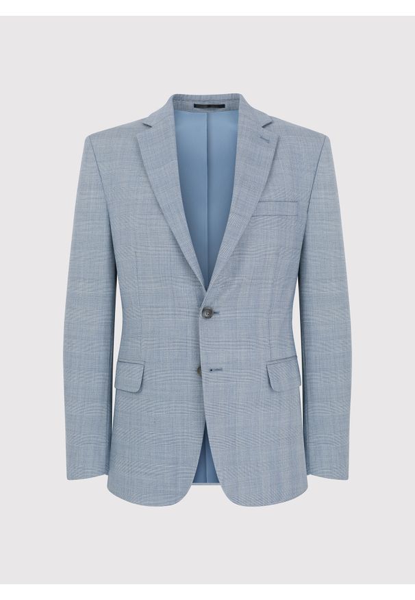 Pako Lorente - PAKO LORENTE – Niebieska marynarka garniturowa w kraciasty deseń. Okazja: na wesele, na ślub cywilny, na komunię. Kolor: niebieski. Materiał: poliester, wełna, lycra
