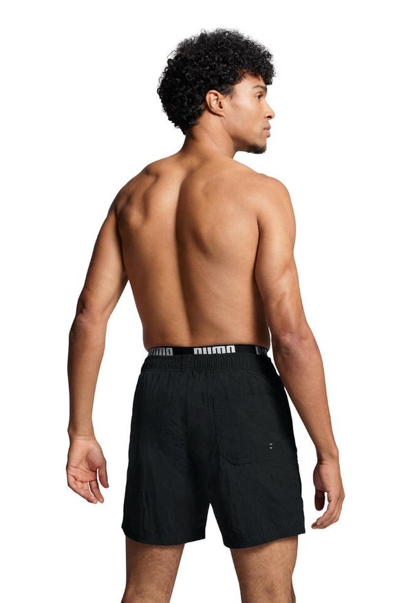 Kąpielówki męskie Puma, Utility Mid Shorts, Czarne. Kolor: czarny. Materiał: poliester. Styl: sportowy