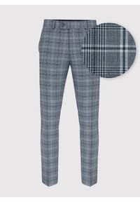 Pako Lorente - PAKO LORENTE – Szare spodnie garniturowe w granatową kratę. Kolor: szary, niebieski, wielokolorowy. Materiał: poliester, wiskoza, elastan #7