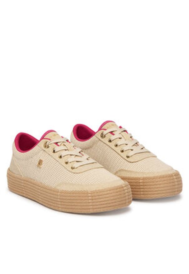 TOMMY HILFIGER - Tommy Hilfiger Espadryle Th Foxing Platform Rope FW0FW09173 Beżowy. Kolor: beżowy. Materiał: materiał. Obcas: na platformie