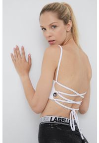 LABELLAMAFIA - LaBellaMafia top damski kolor biały. Kolor: biały. Długość rękawa: na ramiączkach. Wzór: nadruk
