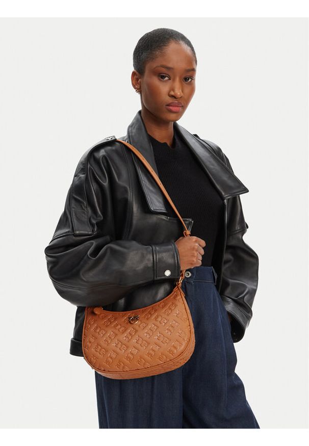 Pinko - PINKO Torebka Half Moon Mini Fl PE 25 PLTT 102790 A1YB Brązowy. Kolor: brązowy. Materiał: skórzane