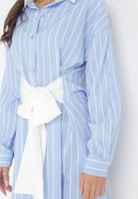 Born2be - Jasnoniebieska Wiskozowa Sukienka Mini o Fasonie Koszuli Zapinana na Guziki Romola. Kolor: niebieski. Materiał: wiskoza. Długość rękawa: długi rękaw. Typ sukienki: koszulowe. Długość: mini #5