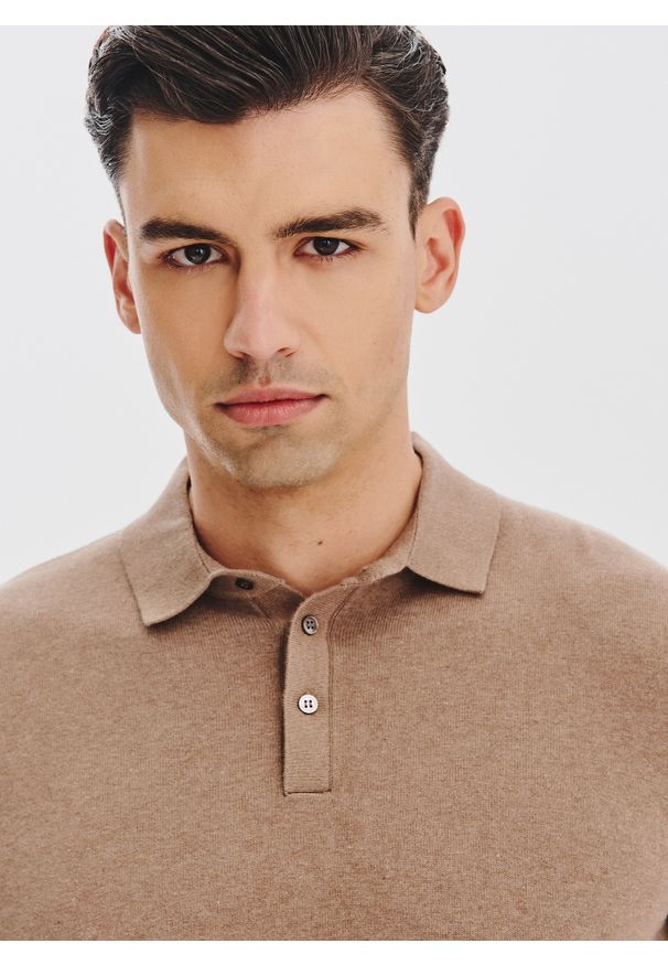 Pako Lorente - PAKO LORENTE - Sweter polo z kaszmirem. Okazja: na co dzień. Typ kołnierza: polo. Materiał: kaszmir. Sezon: jesień. Styl: casual