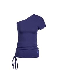 MOONHOLI - Top do jogi damski Moonholi One Shoulder String Top. Kolor: niebieski. Sport: joga i pilates