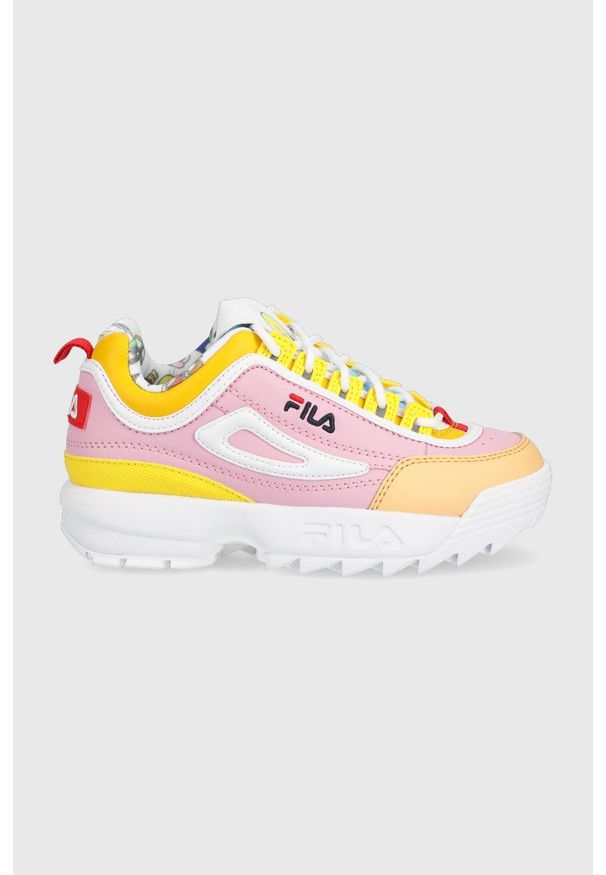 Fila sneakersy dziecięce kolor różowy. Nosek buta: okrągły. Zapięcie: sznurówki. Kolor: różowy. Materiał: guma. Obcas: na platformie