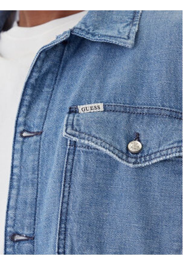 Guess Kurtka jeansowa M5RN30 D5KW1 Niebieski Regular Fit. Kolor: niebieski. Materiał: bawełna