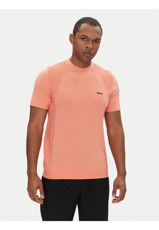 BOSS T-Shirt Momentum_Lite_T24 50520683 Czerwony Regular Fit. Kolor: pomarańczowy. Materiał: syntetyk, bawełna