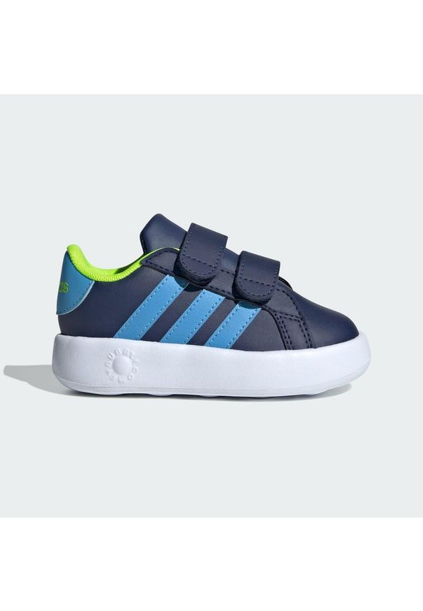 Adidas - Buty Grand Court 2.0 Kids. Kolor: niebieski, wielokolorowy, żółty. Materiał: materiał. Sport: turystyka piesza