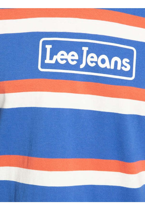 Lee - LEE SEASONAL STRIPE LOGO MĘSKI T-SHIRT RELAXED FIT SUMMER BLUE L61FBSNJ 112113836