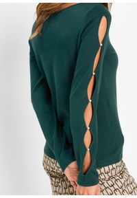 Sweter z wycięciami bonprix głęboki zielony. Kolor: zielony. Styl: elegancki #7