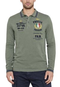 Aeronautica Militare - AERONAUTICA MILITARE Zielony longsleeve polo P.a.n. With Flock Prints, Rozmiar XL. Typ kołnierza: polo. Kolor: zielony. Długość rękawa: długi rękaw #3