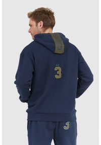 La Martina - LA MARTINA Granatowa bluza męska z kapturem i naszywkami, Rozmiar L. Typ kołnierza: kaptur. Kolor: niebieski. Wzór: aplikacja #4