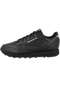 Buty do chodzenia męskie Reebok Classic Leather. Okazja: na co dzień. Zapięcie: sznurówki. Kolor: czarny. Materiał: skóra, materiał. Szerokość cholewki: normalna. Model: Reebok Classic. Sport: turystyka piesza