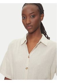 Vero Moda Sukienka koszulowa Thea 10333791 Beżowy Loose Fit. Kolor: beżowy. Materiał: len. Typ sukienki: koszulowe