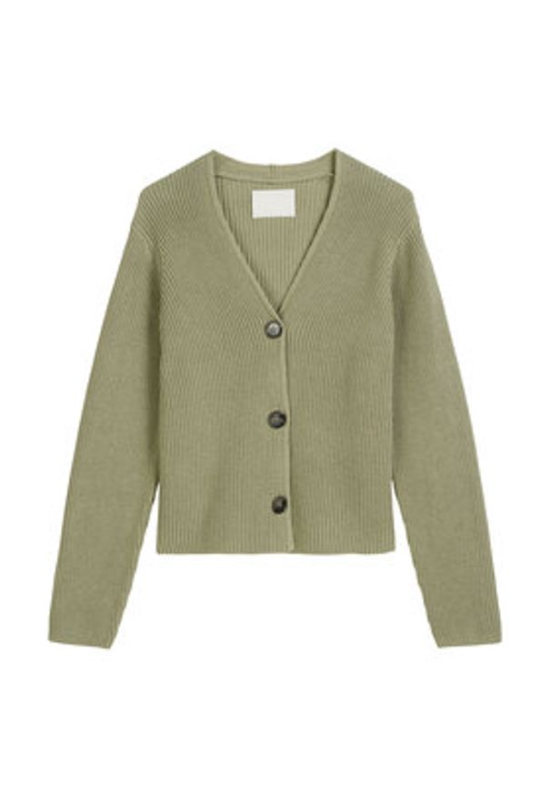 Marc O'Polo Kardigan 506 6059 61069 Zielony Relaxed Fit. Typ kołnierza: polo. Kolor: zielony. Materiał: bawełna