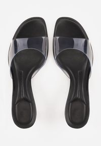 Born2be - Czarne Klapki z Transparentną Cholewką na Niskiej Szpilce Yalindra. Okazja: na co dzień. Kolor: czarny. Materiał: jeans. Sezon: lato. Styl: casual, elegancki #4