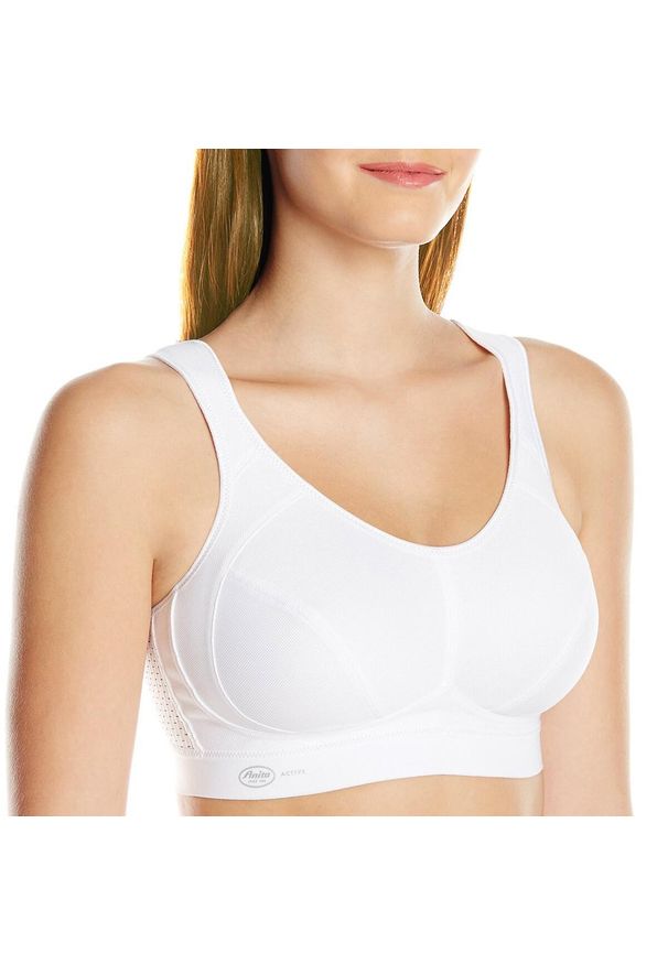 ANITA ACTIVE - Stanik do biegania extreme control z wysoki poziomem podtrzymywania. Kolor: biały. Materiał: bawełna, poliester, poliamid, elastan. Sport: fitness