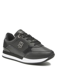 TOMMY HILFIGER - Sneakersy Tommy Hilfiger Th Emboss Metallic Sneaker FW0FW06736 Black/Gold 0GL. Kolor: czarny. Materiał: skóra #1