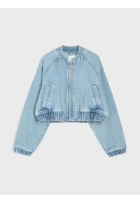 Sinsay - Jeansowa kurtka bomber - niebieski. Kolor: niebieski. Materiał: jeans #1