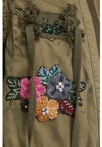 Desigual Parka damska kolor zielony przejściowa. Okazja: na co dzień. Kolor: zielony. Materiał: bawełna. Styl: casual #3