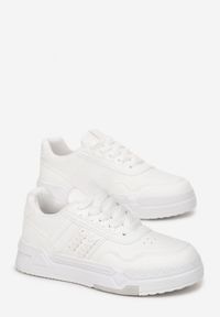 Renee - Białe Sneakersy przed Kostkę na Grubej Podeszwie Sylverisa. Wysokość cholewki: przed kostkę. Kolor: biały