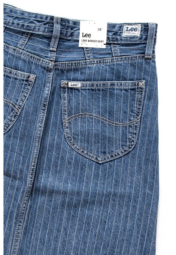 Lee - SPÓDNICA JEANSOWA LEE LONG WORKER SKIRT L38CEJLZ 112108139. Materiał: jeans. Wzór: paski