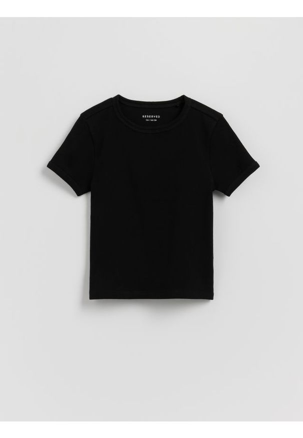 Reserved - Bawełniany t-shirt - czarny. Kolor: czarny. Materiał: bawełna