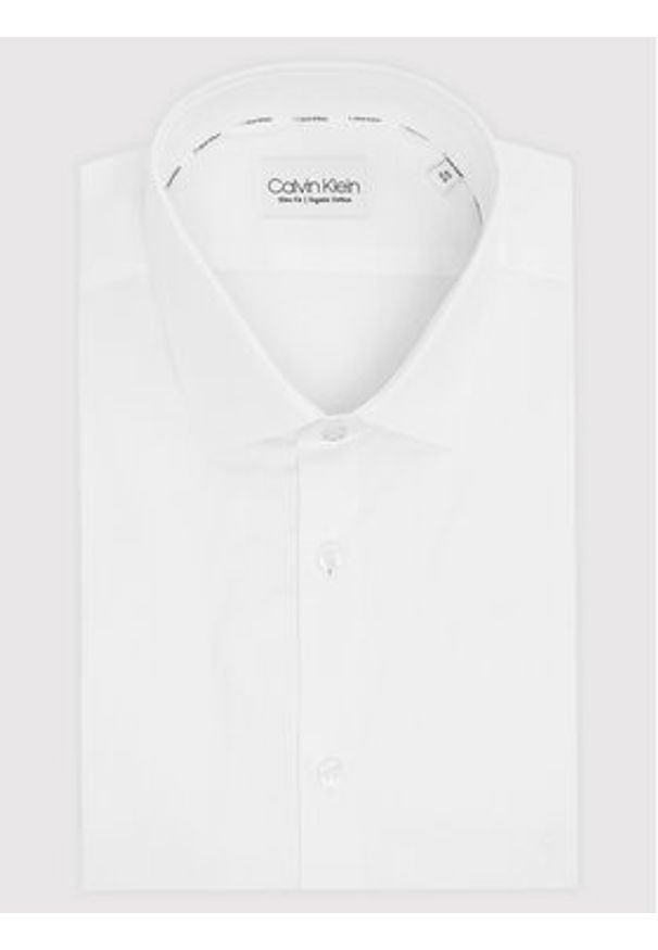 Calvin Klein Koszula K10K108229 Biały Slim Fit. Kolor: biały. Materiał: bawełna