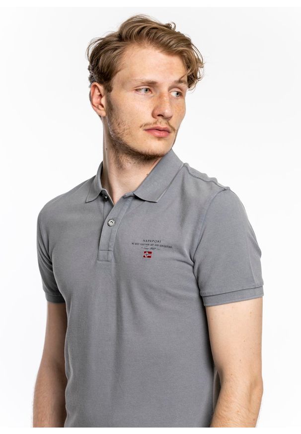 Koszulka męska Polo Napapijri Elbas 4 (NP0A4FA21611). Typ kołnierza: polo. Kolor: szary