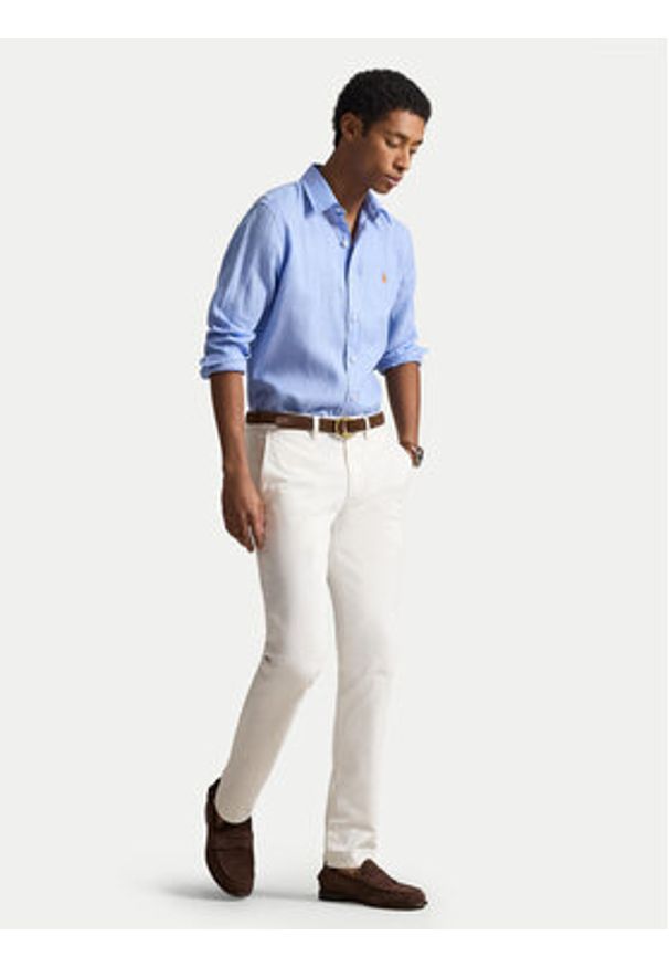 Polo Ralph Lauren Koszula 710968915504 Niebieski Regular Fit. Typ kołnierza: polo. Kolor: niebieski. Materiał: len