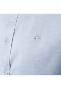 Lniano-Bawełniana Koszula Męska - Pako Jeans - Błękitna. Okazja: na co dzień. Typ kołnierza: button down. Kolor: niebieski. Materiał: bawełna, len. Styl: casual #2