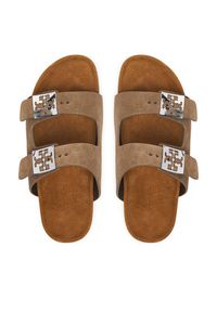 Tory Burch Klapki Mellow Slide 171151 Brązowy. Kolor: brązowy. Materiał: skóra, zamsz #3