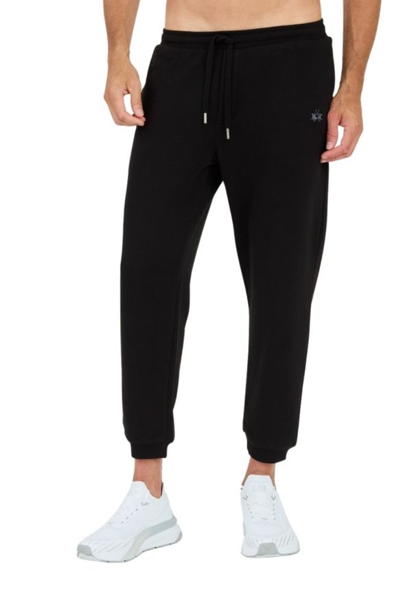 La Martina - LA MARTINA Czarne męskie spodnie dresowe, Rozmiar XL. Kolor: czarny. Materiał: dresówka