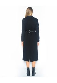 CRISTINAEFFE - Czarny dwurzędowy płaszcz. Kolor: czarny. Materiał: materiał. Wzór: aplikacja #4