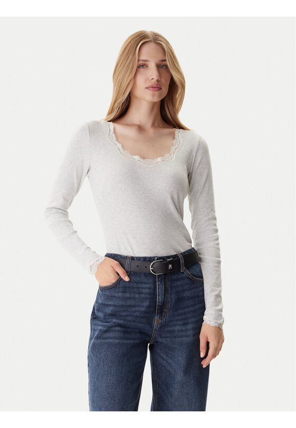 TOMMY HILFIGER - Tommy Hilfiger Bluzka UW0UW06071 Szary Slim Fit. Kolor: szary. Materiał: bawełna