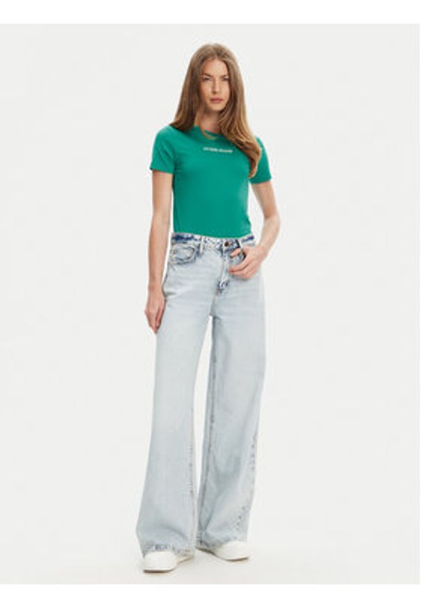 Guess Jeans T-Shirt W4YI01 J1314 Zielony Slim Fit. Kolor: zielony. Materiał: bawełna