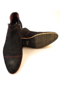 Faber - Wysokie czarne buty z czerwonymi przeszyciami T48. Kolor: czarny, wielokolorowy, czerwony. Materiał: skóra. Styl: klasyczny, wizytowy #6
