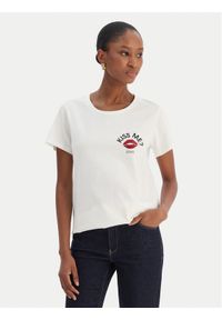 Liu Jo Sport T-Shirt TF5275 JS923 Écru Regular Fit. Kolor: kremowy. Materiał: bawełna. Styl: sportowy #1