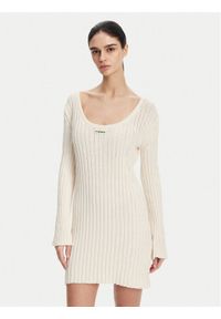 Pinko - PINKO Sukienka dzianinowa 105301 A2N7 Écru Regular Fit. Materiał: bawełna