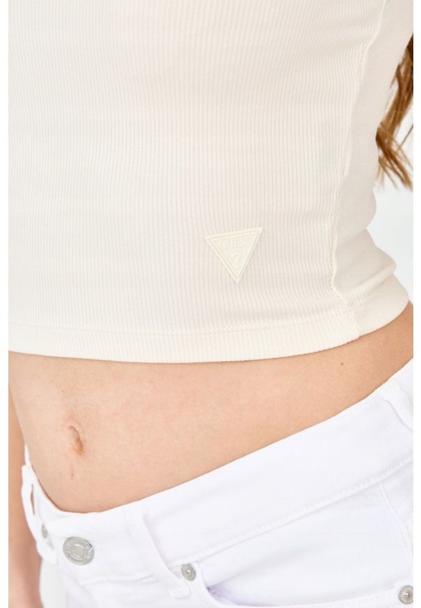 Guess - GUESS Damski beżowy top, Rozmiar M. Kolor: beżowy. Materiał: wiskoza