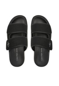 Calvin Klein Jeans Klapki Double Bar Sandal Mtl YM0YM01020 Czarny. Kolor: czarny. Materiał: materiał #5