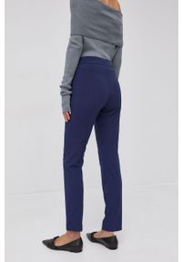 Stefanel Spodnie damskie kolor granatowy proste high waist. Okazja: na co dzień. Stan: podwyższony. Kolor: niebieski. Materiał: tkanina. Styl: casual #3
