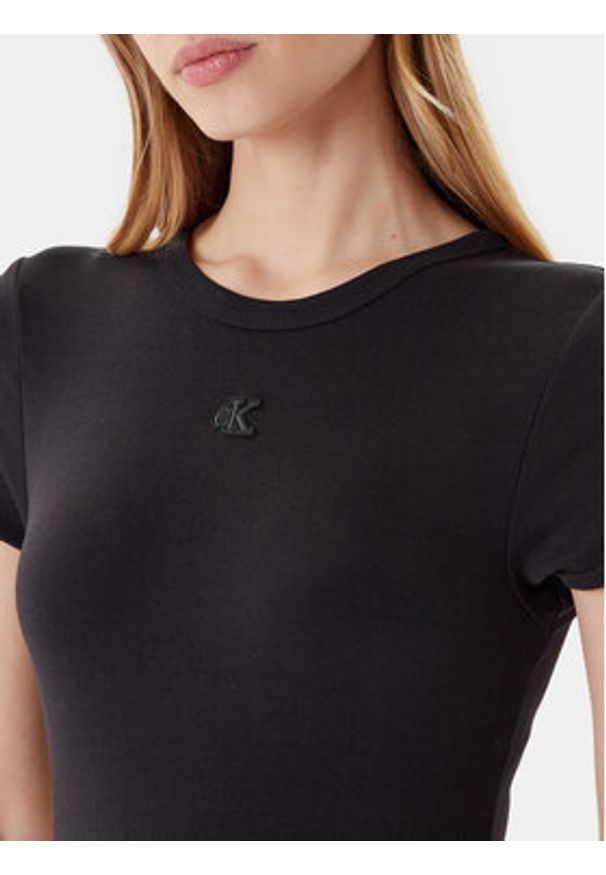 Calvin Klein Jeans Sukienka codzienna LV047B266G Czarny Slim Fit. Okazja: na co dzień. Kolor: czarny. Materiał: bawełna. Typ sukienki: proste. Styl: casual