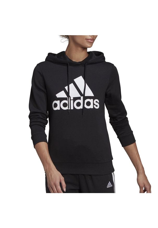 Adidas - Bluza adidas Essentials Relaxed Logo Hoodie GM5514 - czarna. Typ kołnierza: kaptur. Kolor: czarny. Materiał: bawełna, wiskoza, poliester, materiał. Wzór: aplikacja. Styl: klasyczny