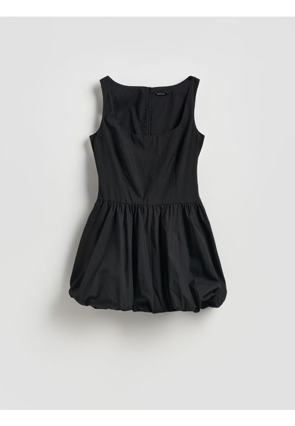 Reserved - Sukienka bombka - czarny. Kolor: czarny. Materiał: tkanina, bawełna. Typ sukienki: bombki