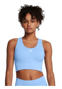 Biustonosz treningowy damski Under Armour Vanish Seamless Mid Bra - niebieski. Kolor: niebieski. Materiał: elastan, dzianina, materiał, nylon. Sport: kolarstwo, fitness