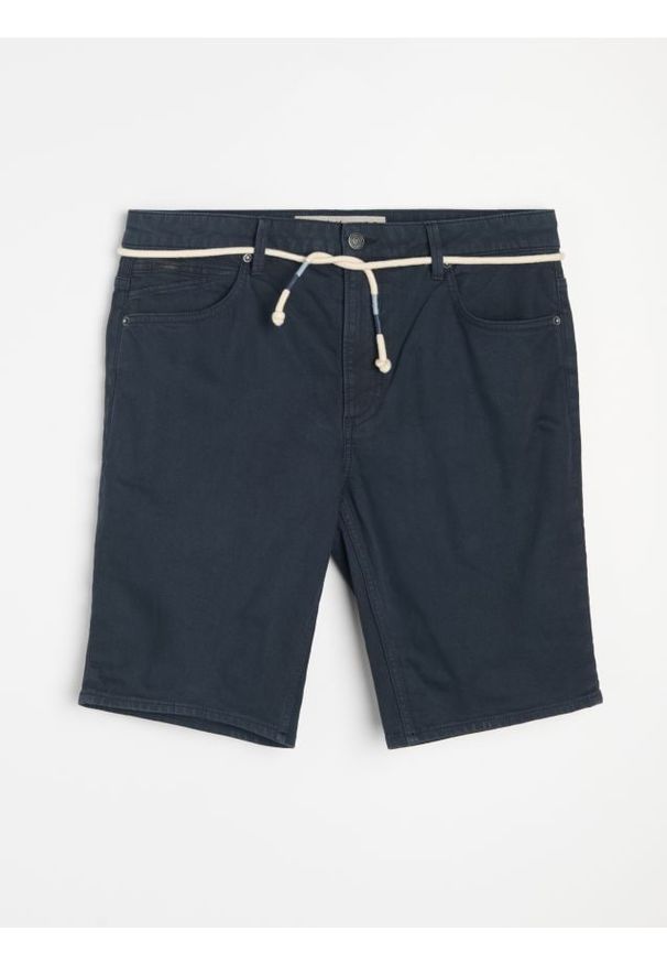Sinsay - Bawełniane szorty jeansowe - granatowy. Kolor: niebieski. Materiał: bawełna, jeans